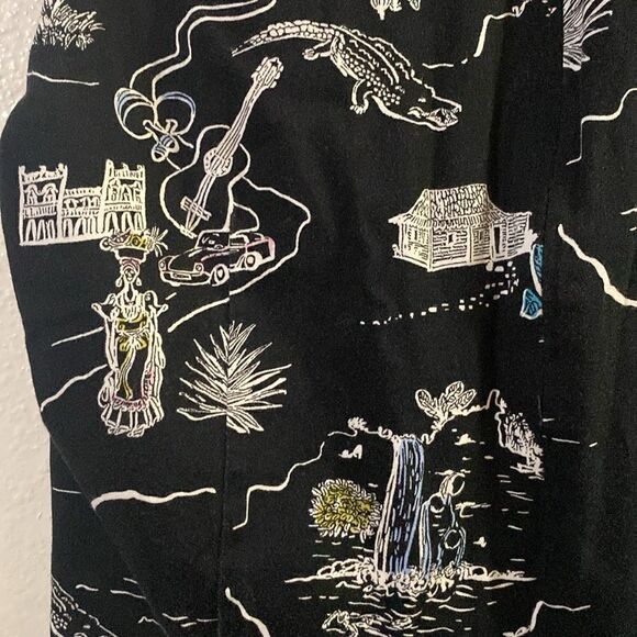 Zara Black Cut Out Tropical Island Print Black Romper Shorts - Picture 8 of 8